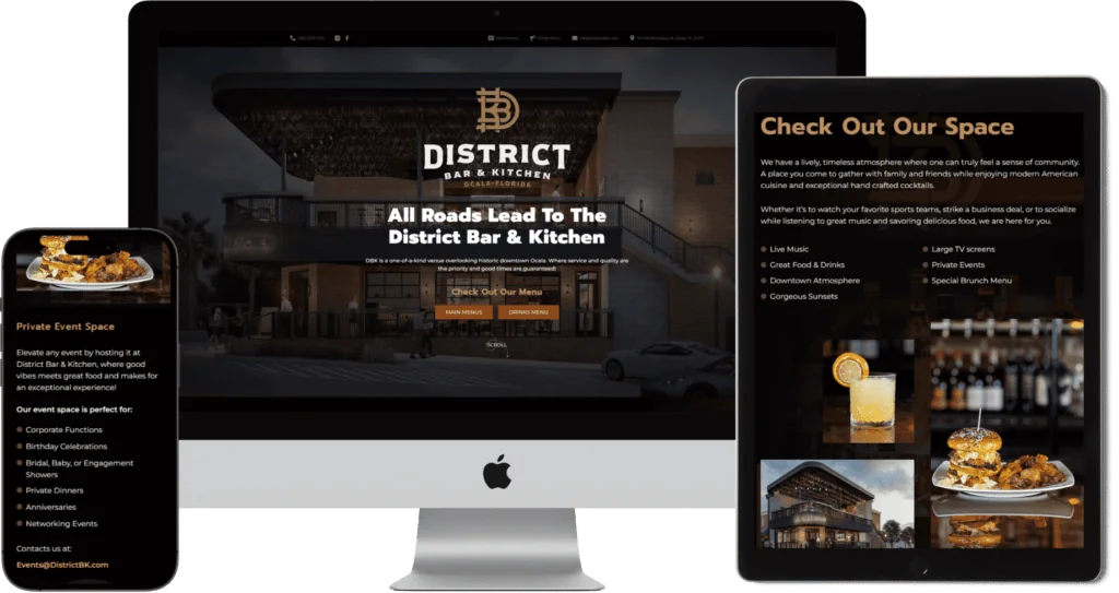 Web Design Portfolio example of District Bar and Kitchen